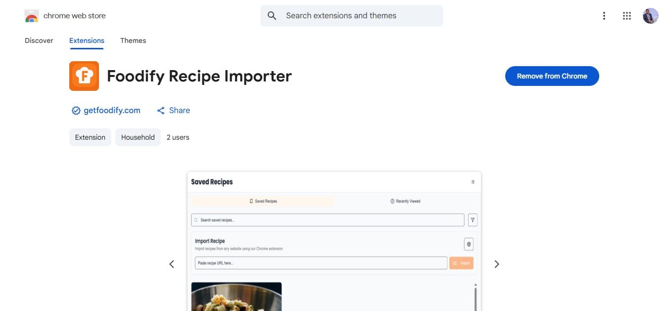 Foodify Recipe Importer - Chrome Extension